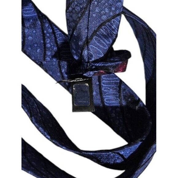 ROBERTO CAVALLI Men's 100% Silk Tie LUXURY Blue Wave Monogram W:3.4" EUC - Picture 4 of 5
